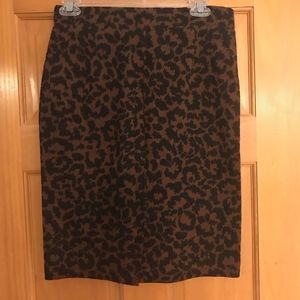 Leopard Print Elastic Pencil Skirt S